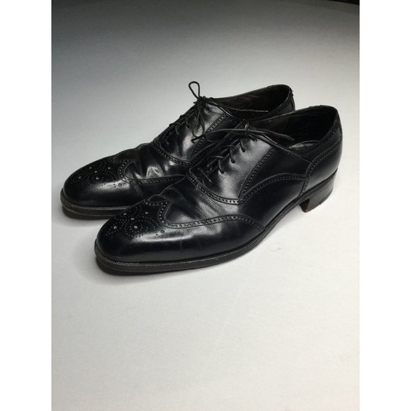 FLORSHEIM ROYAL IMPERIAL WING TIPS ALL LEATHER 12 A BLACK OXFORD MADE USA main image 6